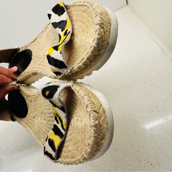 Pimientos Espadrille Calf Hair Genuiine Leather Animal Print Ankle Strap Sz 40 - Picture 11 of 13